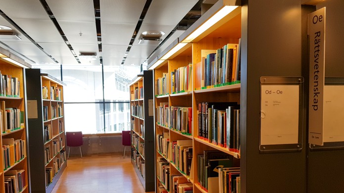 Book shelves in the library 